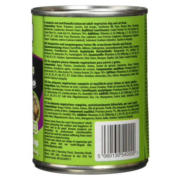 Benevo Duo Canned Vegan Cat and Dog Food Details
