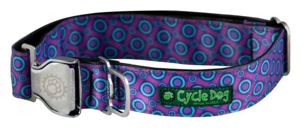 Cycle Dog Bottle Opener Dog Collar, Ecoweave Purple Blue SpaceDots Eco Friendly